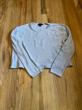 French Connection Light Blue Waffle Knit Long Sleeve Top